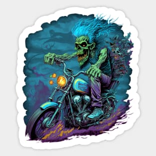 Zombie riding a motorcycle Sticker